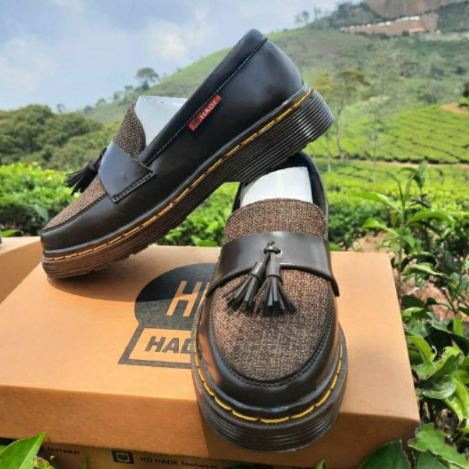 SEPATU HADE Footwear ORIGINAL Loafers Pria-Wanita Tassel Docmart Slip-On Brown Combination SIZE 37-4