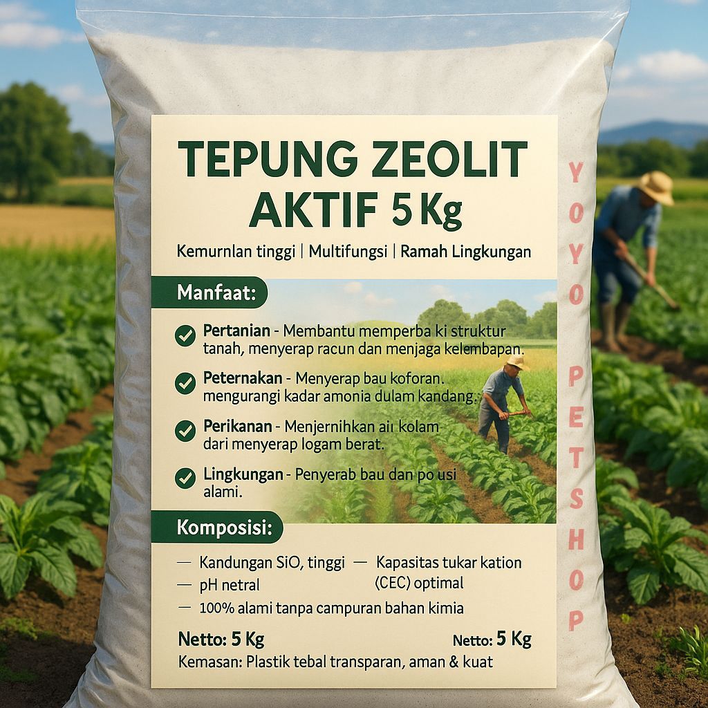powder zeolit 5 kg media tanaman untuk peternakan perikanan  dan pupuk pertanian bisa untuk reptil g