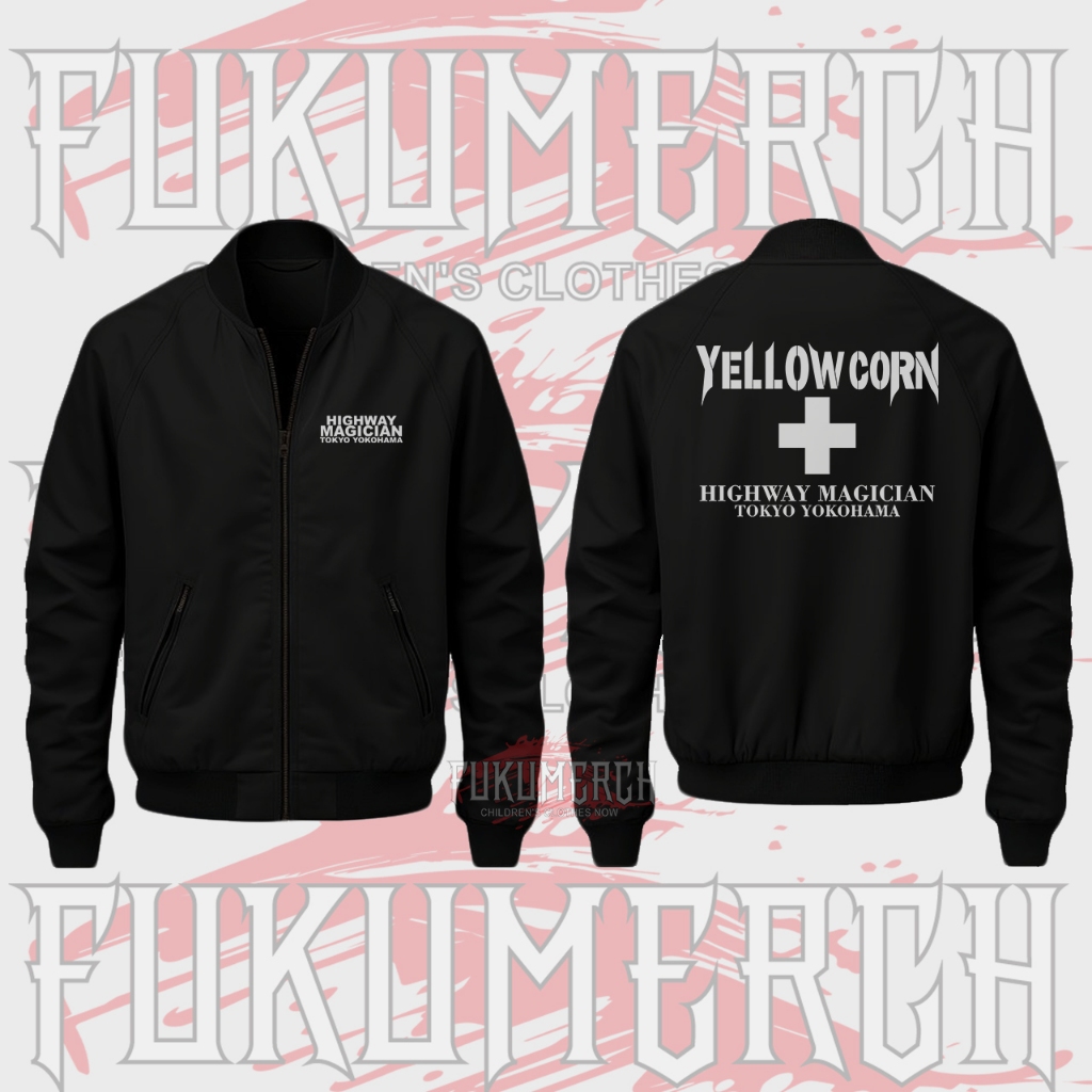 Jaket Bomber Yellow Corn Tokyo Yokohama Highway Magician Hitam Taslan