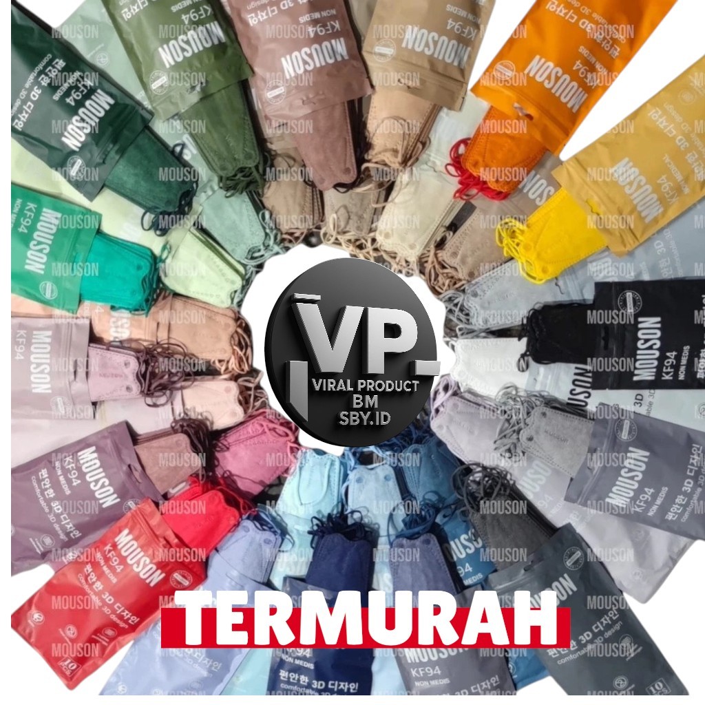 SBY | MASKER KF94 MOUSON EMBOS 10PC - MASKER MOUSON KF94 NEW WARNA TALI SENADA 4PLY