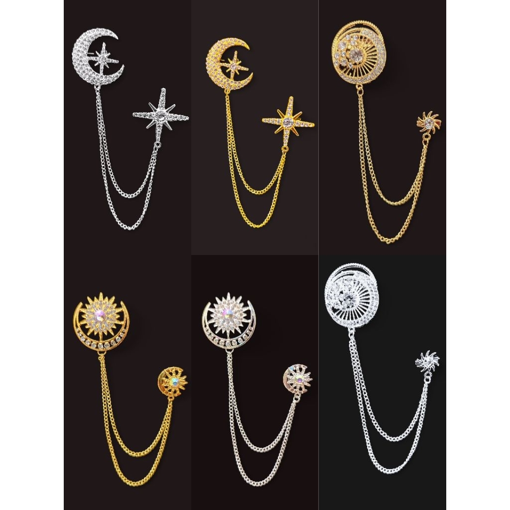 Bros Kebaya kenari jurai / bros Bali cantik/ bros motif bintang / bros pin rantai /bros rantai jas c