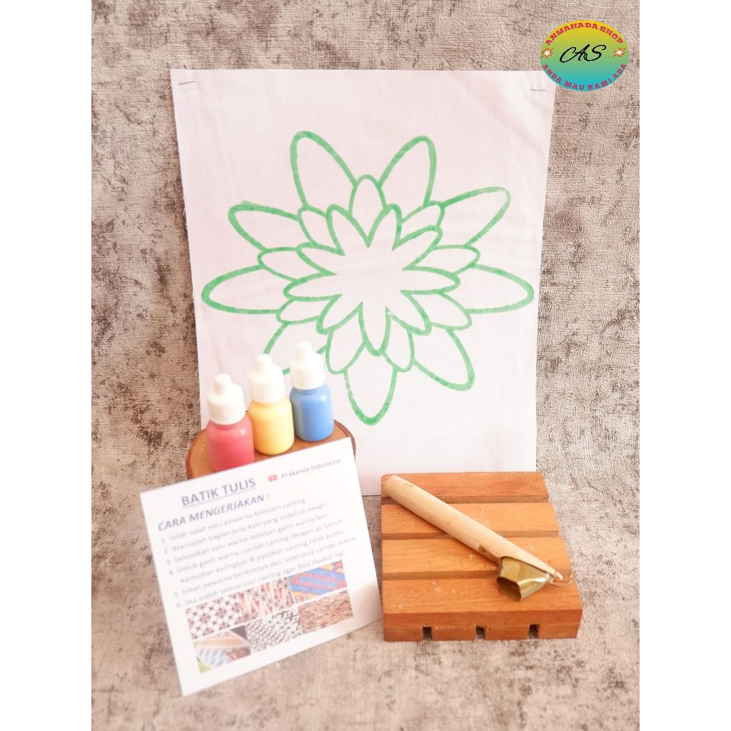 Paket membatik kain dan canting ukuran 22x26