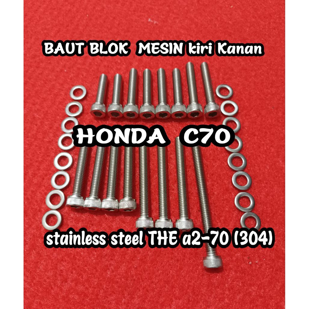Baut Blok Mesin Set Honda C70 C 70 L Stainless