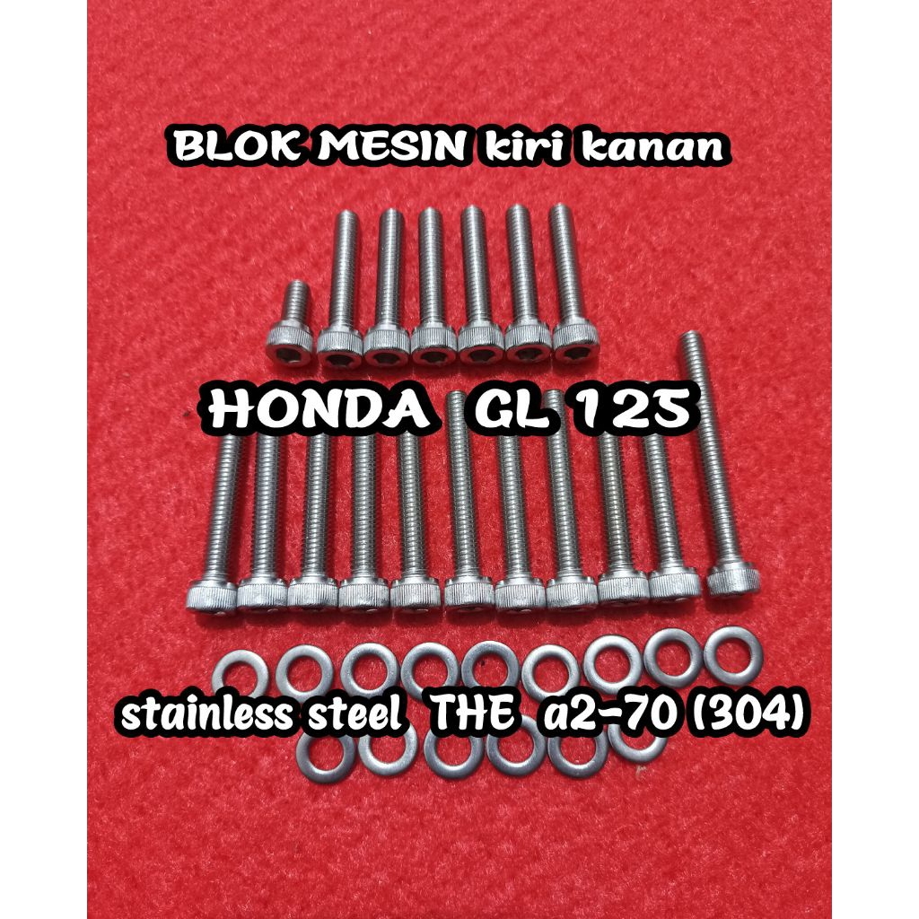 Baut Blok Mesin Set Honda Gl125 Gl 125 L Stainless