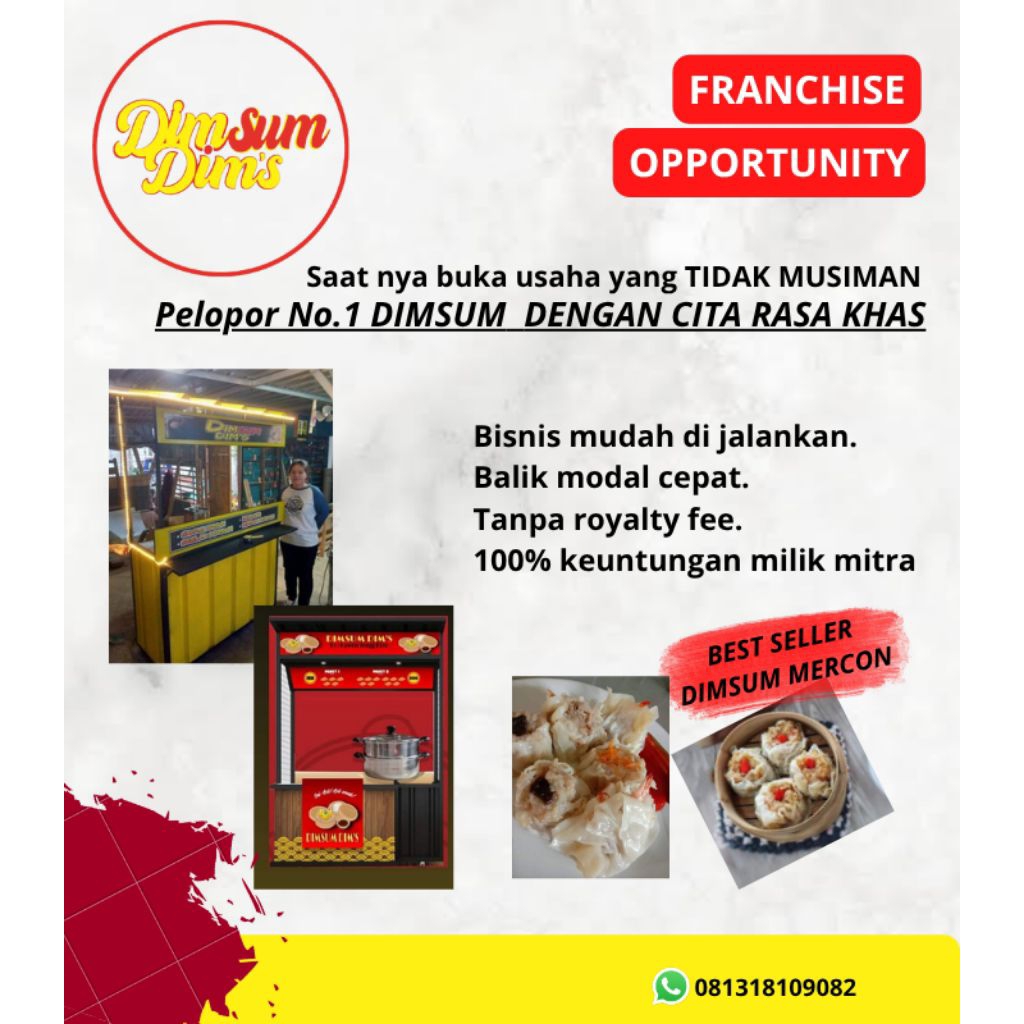 FRANCHISE WARALABA KEMITRAAN DIMSUM SIAP JUAL (PAKET TERAS 1)=