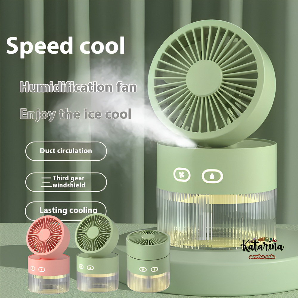 Kipas Angin Portable Mini USB Multifungsi 3 in 1 Kipas Humidifier Diffuser With Lampu