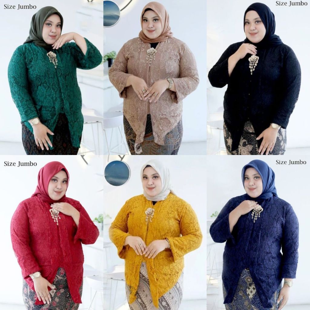 Atasan Kebaya Brokat Jumbo PInk/Kebaya Brokat Wisuda/Kebaya Lamaran Jumbo Wanita