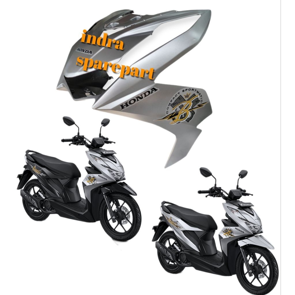 Tameng Panel Body Depan Beat Street Original Tahun 2020 - 2021 Warna Silver Bersetriping