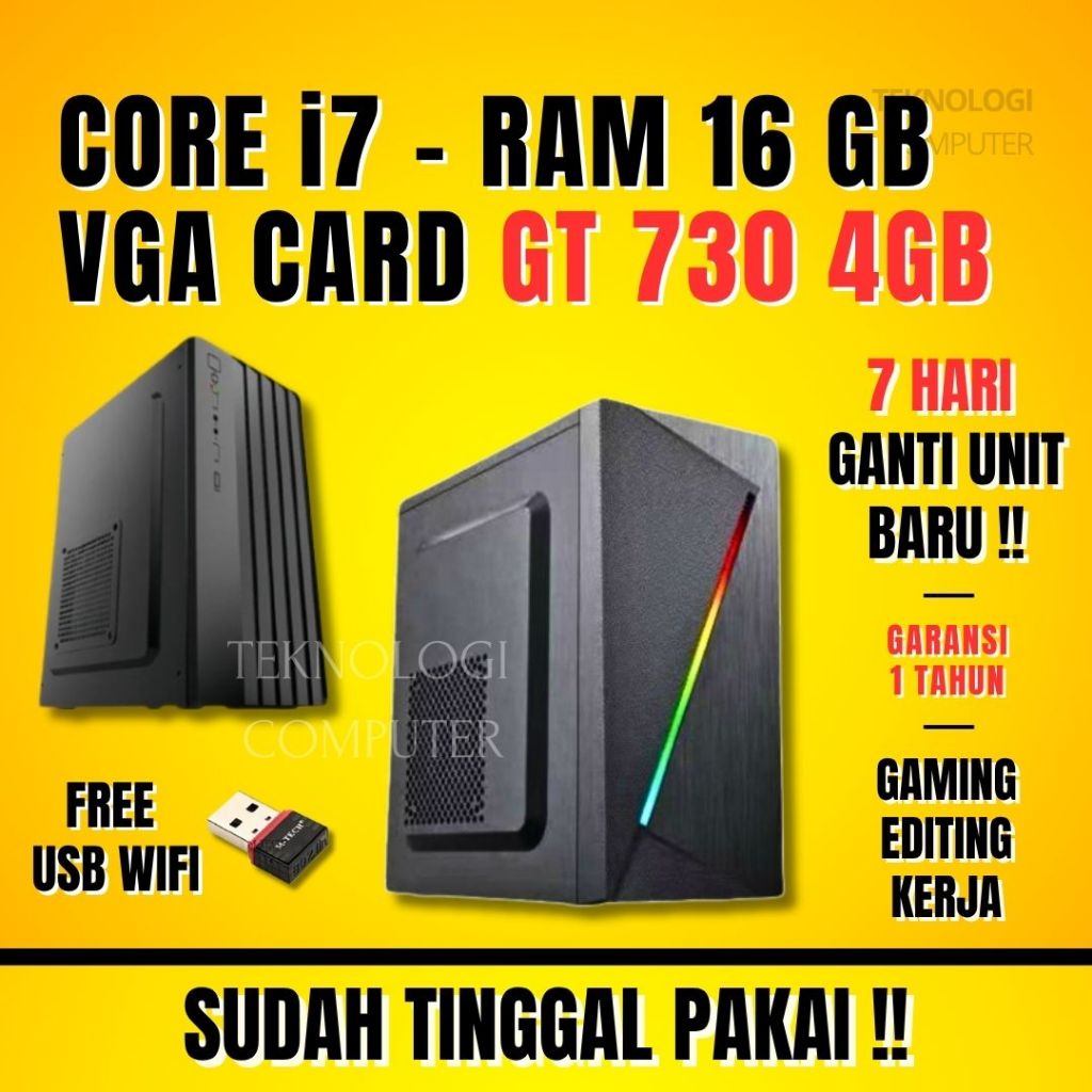 Core i7 ‖ VGA 4 GB ‖ PC Only ‖ Gaming Editing Rendering ‖ CPU Komputer Rakitan