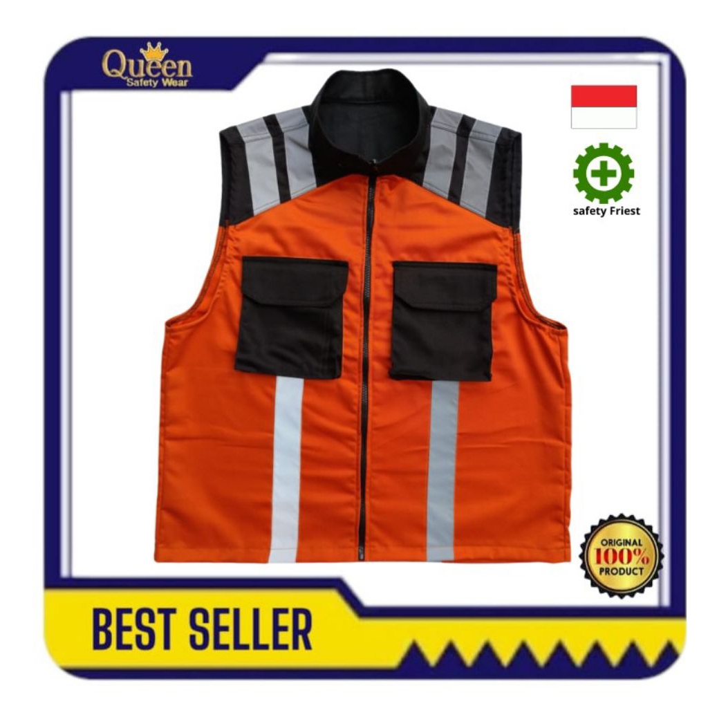 CUSTOM ROMPI SAFETY / SAFETY VEST MODEL KERAH / ROMPI PROYEK