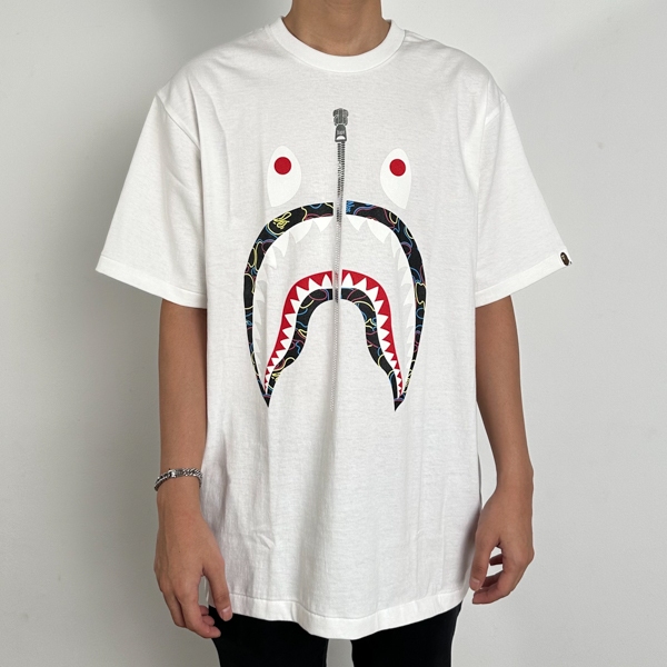 Kaos BAPE SHARK OUTLINE CAMO MULTI BLACK WHITE TSHIRT 100% ORIGINAL
