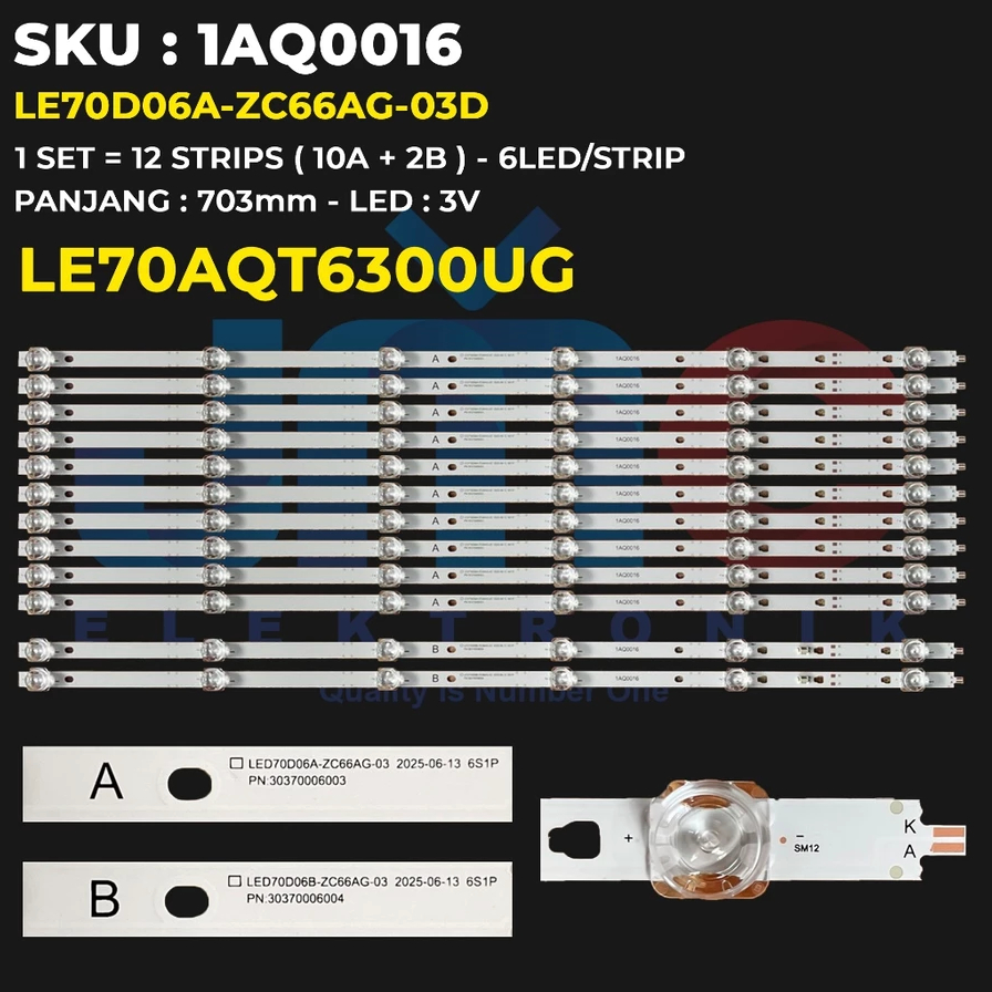 BACKLIGHT TV LED AQUA 70 INCH LE70AQT6300UG LE70AQT6300 LE 70AQT6300