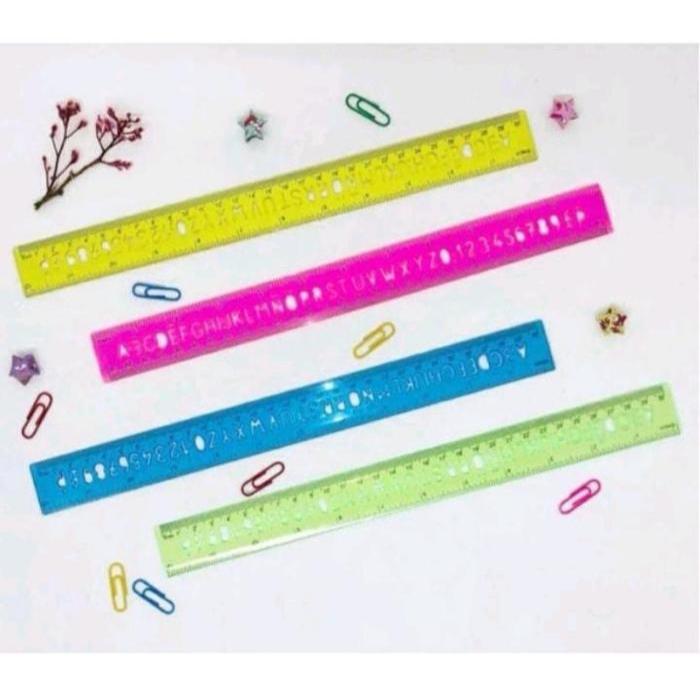 Mistar Mal Huruf / Penggaris Anak / Penggaris Mal Huruf satu set isi 4