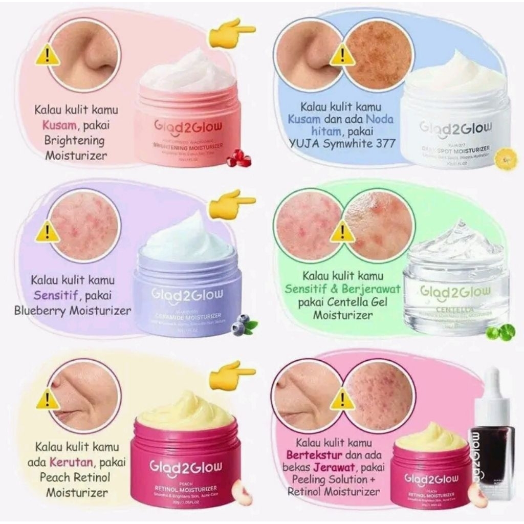 GLAD2GLOW MOISTURIZER ALL VARIAN || G2G MOIST POMEGRANTE ||Glad2glow moist retinol|| G2G MOISTURIZER