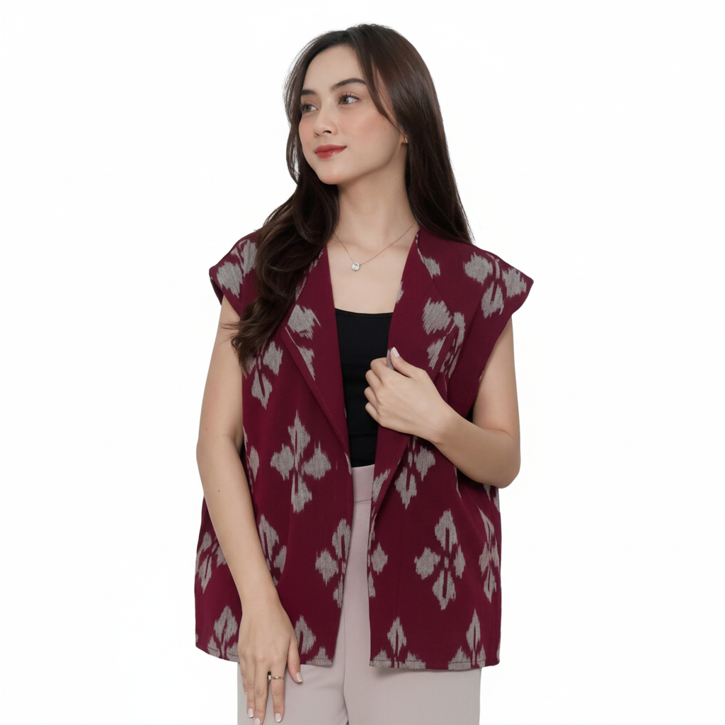 Vest Tenun Etnik Toraja Sumba - Outerwear Tenun Atasan Kerja - Rompi Tenun Kasual