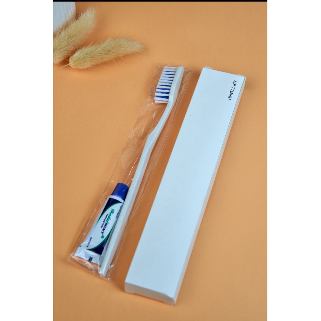 Dental Kit dengan box putih, sikat gigi hotel dengan box putih