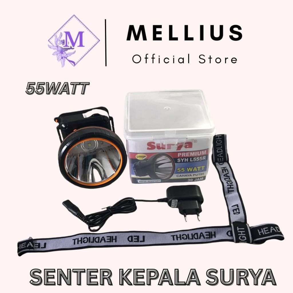 Surya Senter Kepala Nyelam Selam 50w / 55W 50 Watt 55 Watt Super LED SYH L505R atau L555R Baterai Li