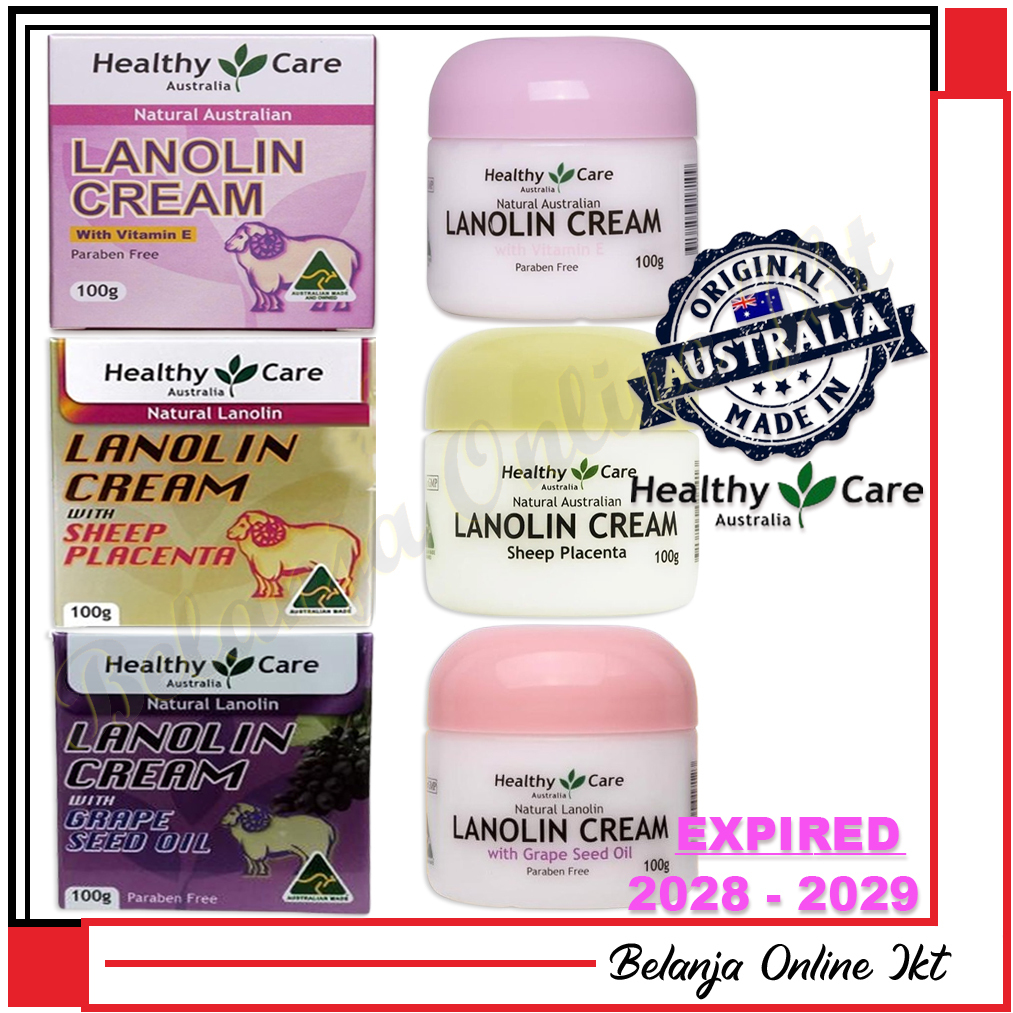 Healthy Care Natural Lanolin & Vitamin E Cream 100gr & Healthy Care Lanolin Cream Sheep Placenta 100