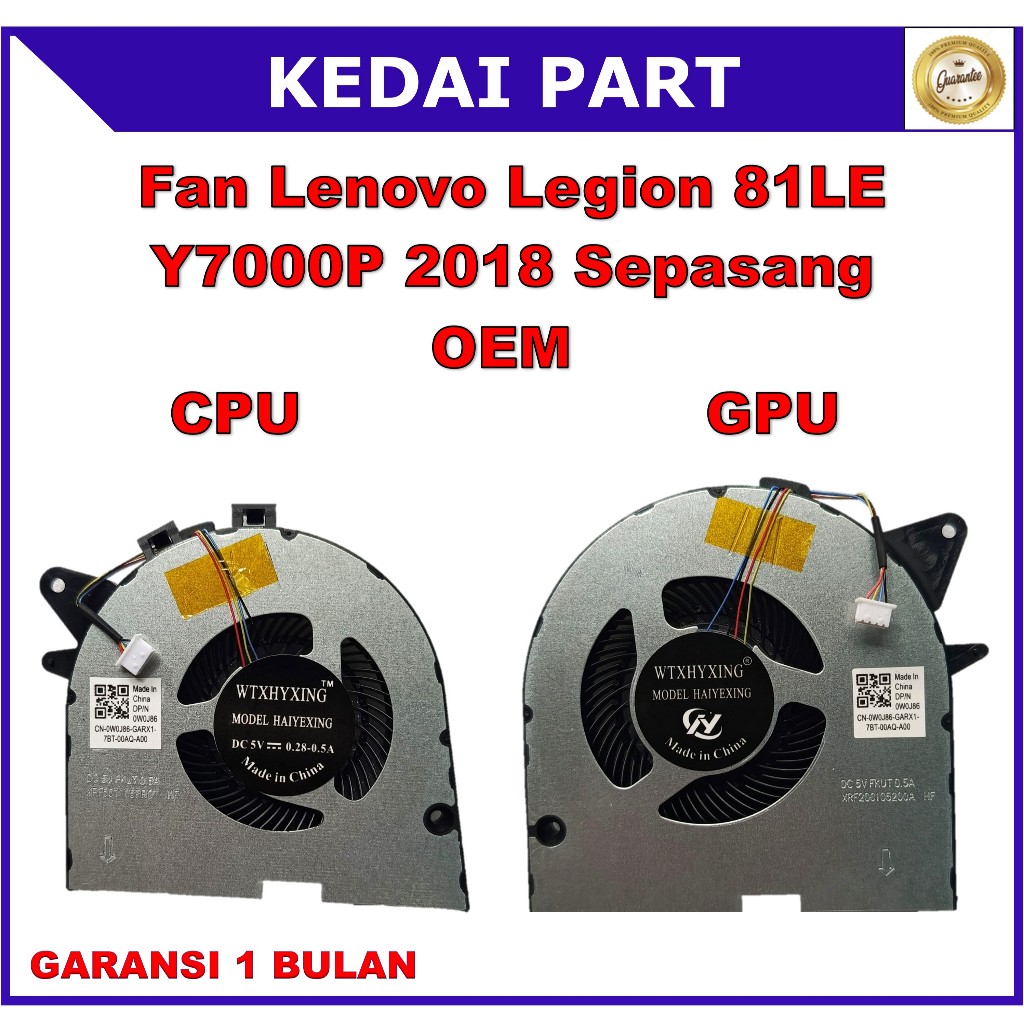 Fan Lenovo Legion 81LE Y7000P Y530P Y540P Y545 2018 Sepasang OEM