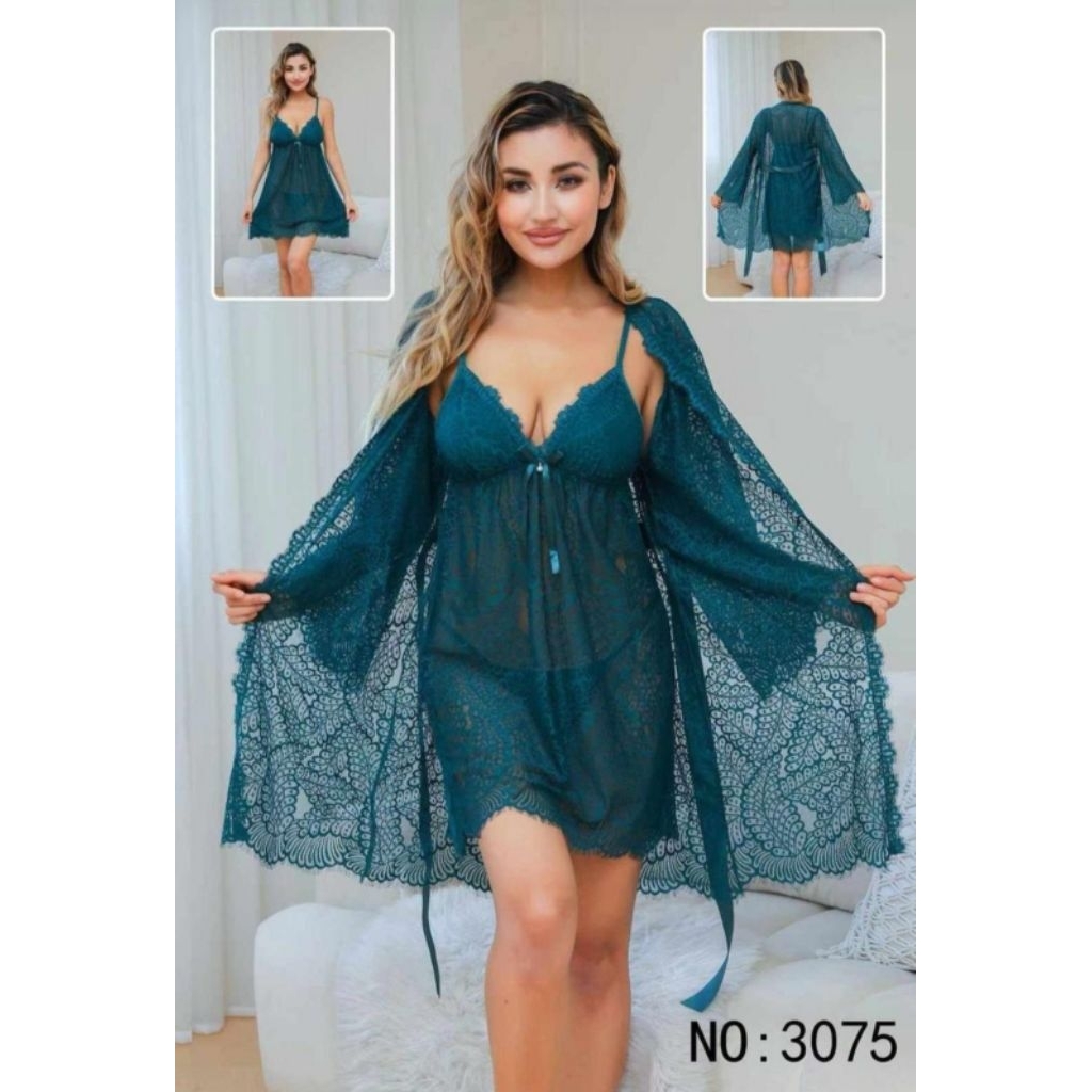 Kimono full brukat+Lingerie+Jistring/Seserahan/Nikah/Sangjit/Kado