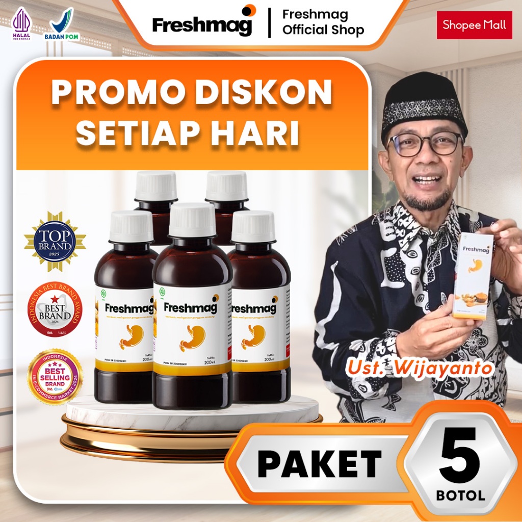 TERLARIS Paket 5 Botol Madu Lambung Freshmag Asli 100% Original - Obat Lambung Paling Ampuh Asam Lam