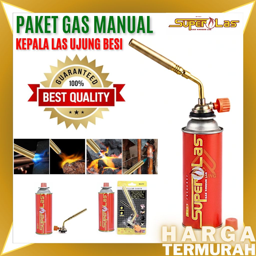 PAKET TORCH LAS DAN GAS MANUAL / PORTEBLE GAS TORCH | BLANDER LAS SET + GAS / ALAT BAKAR MAKANAN | B