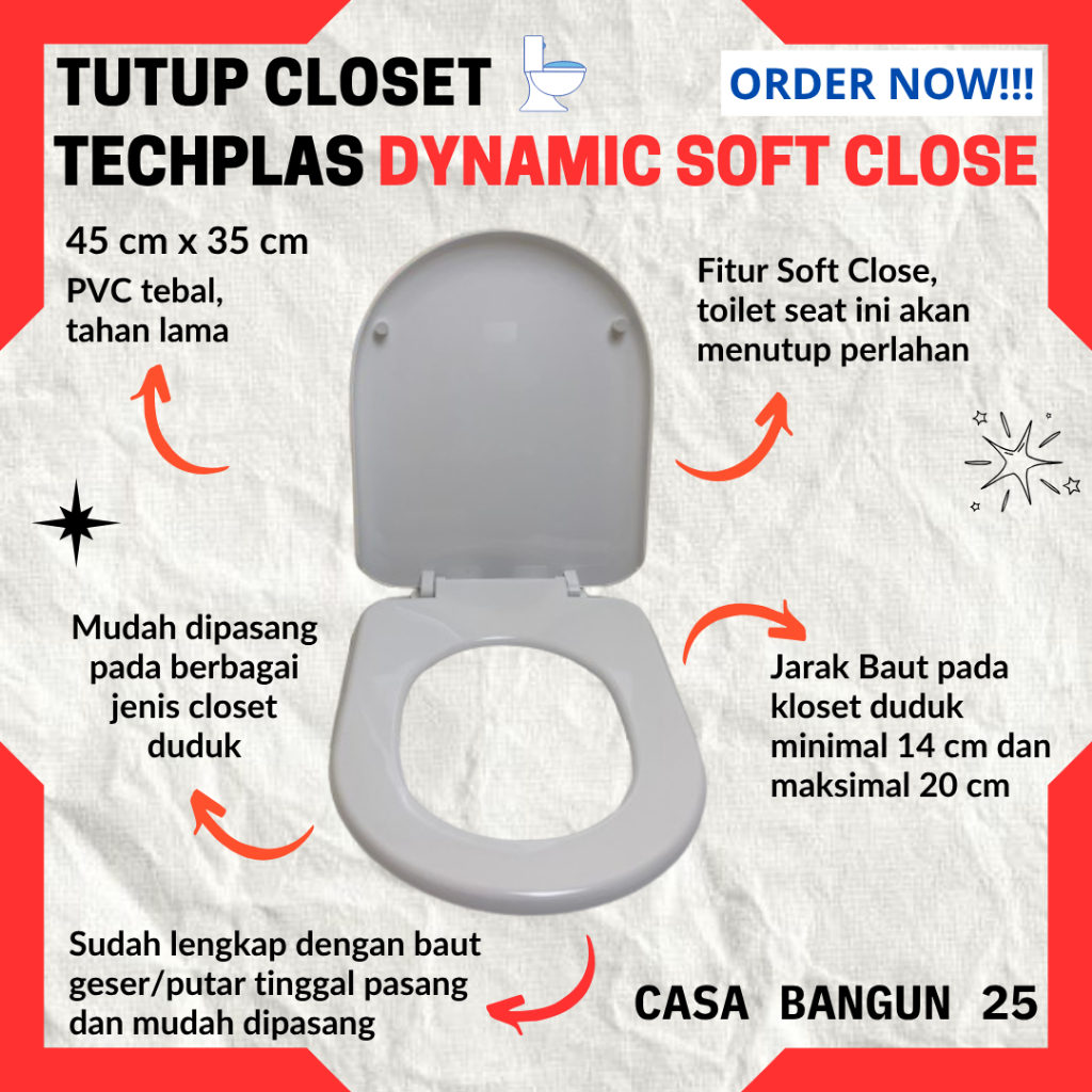 Tutup Kloset Universal Model toto Soft Closed Tebal Cocok Untuk semua merk kloset duduk AMSTD TOTO I