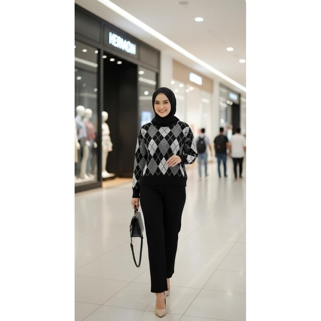 One Set Sunna sweater premium || setelan rajut|| baju stelan || rajut premium|| atasan wanita || cel