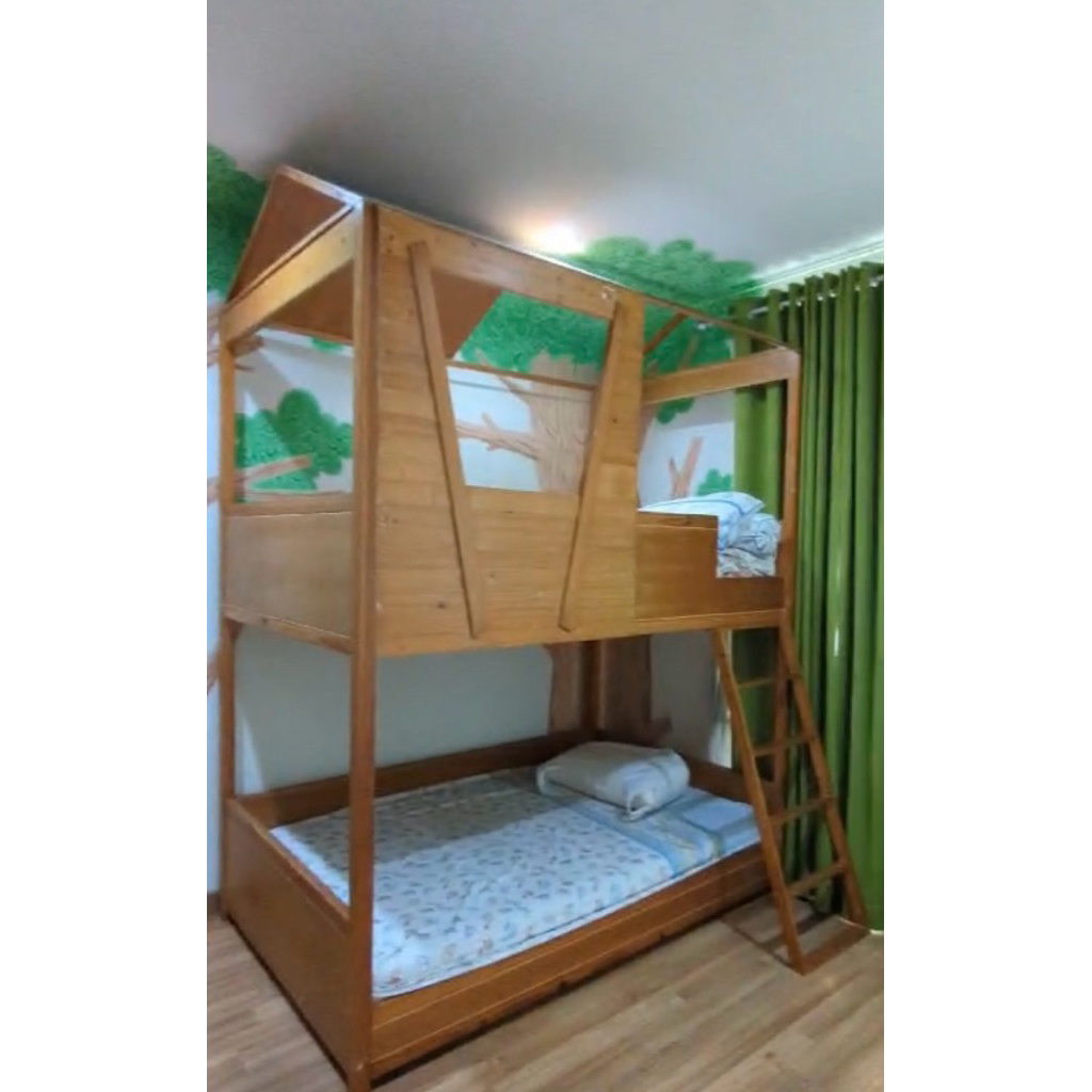 Bunk Bed kayu solid asli kokoh