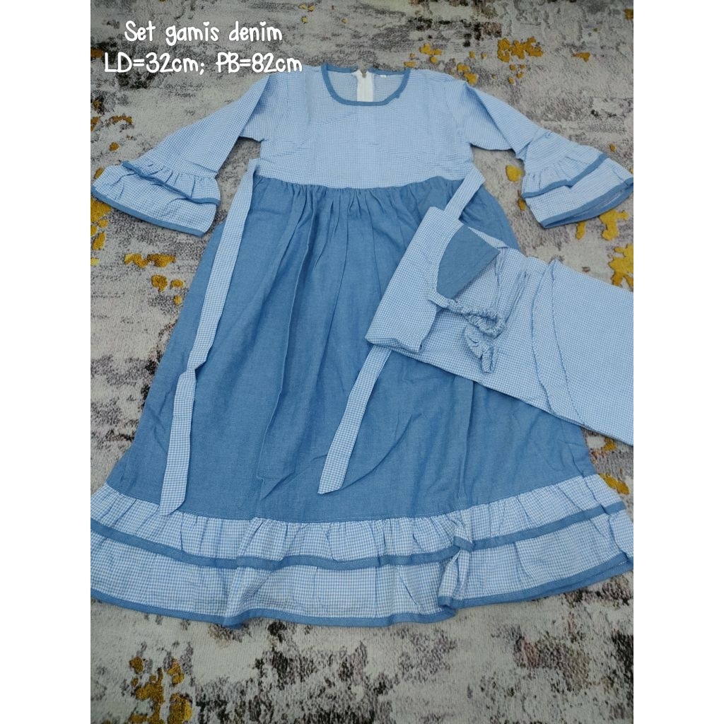 Preloved Set Gamis Anak Denim