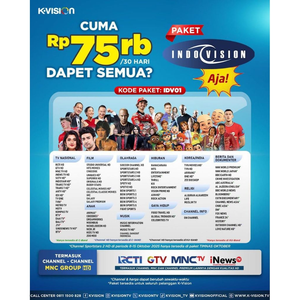 paket indovision receiver K vision lengkap
