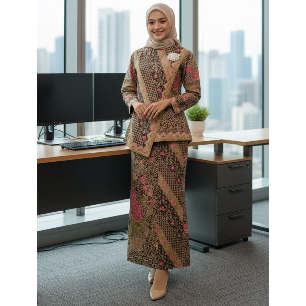 Stelan BATIK Wanita Katun Premium | atasan rok batik kerja wanita