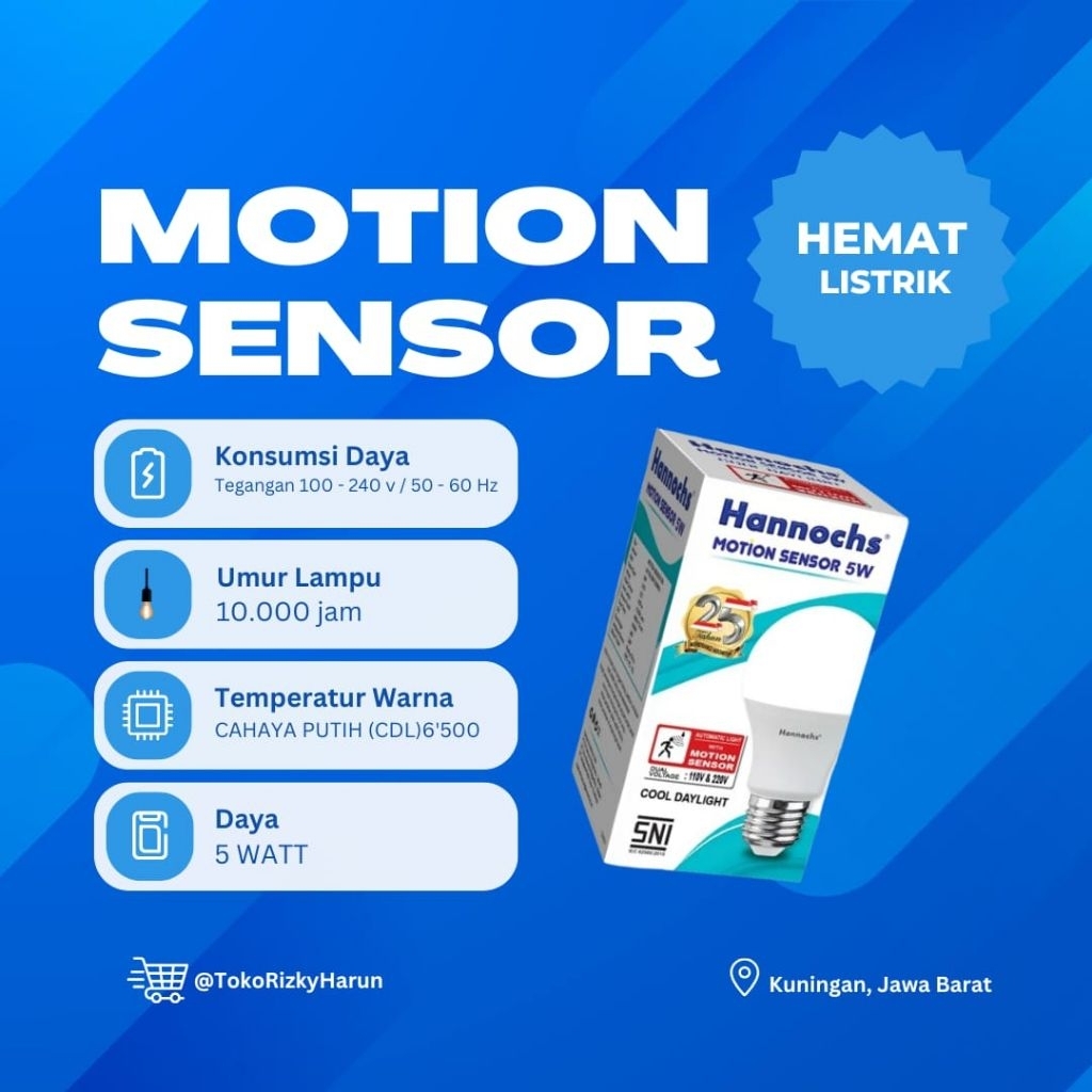 Hannochs Motion Sensor Lampu Sensor Gerak 5 watt