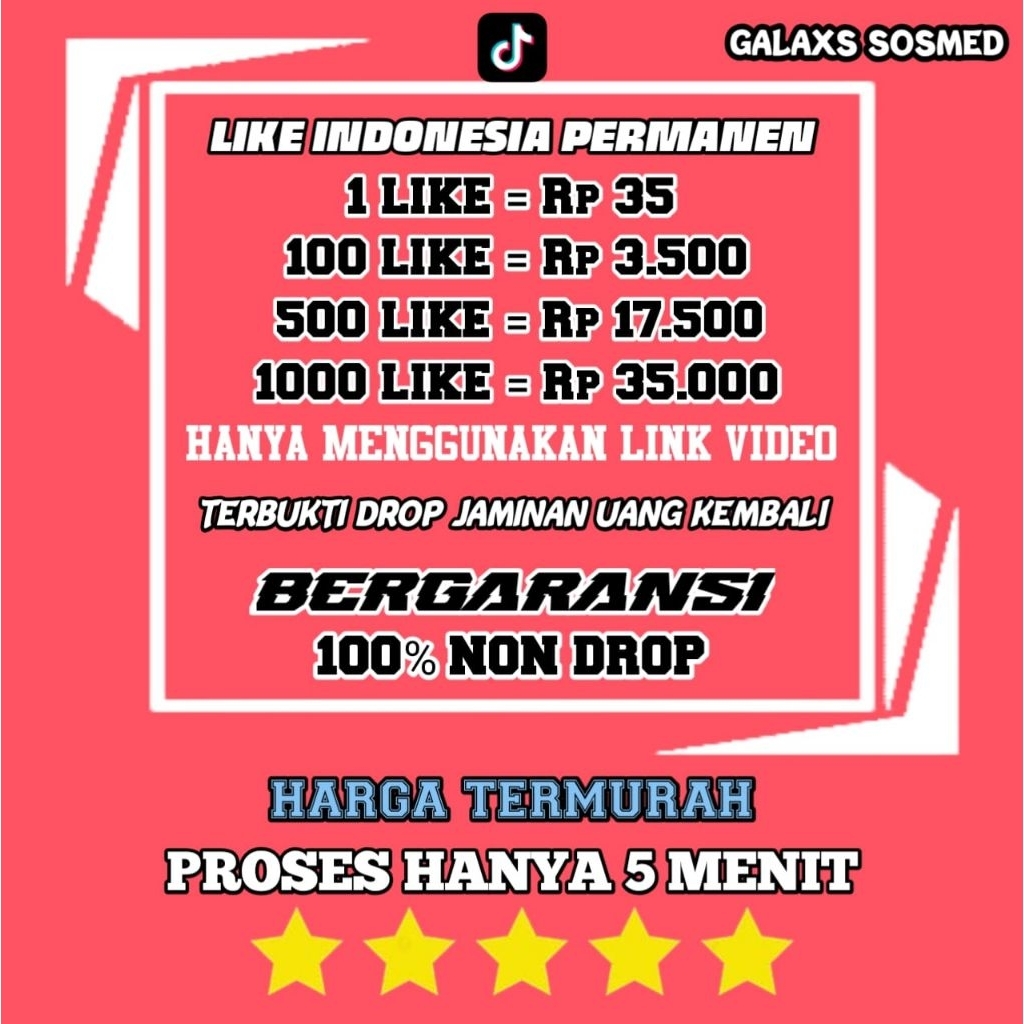Like Real Indonesia Tiktok Permanen Real Aktif Murah Proses Cepat  GALAXS SOSMED Nondrop & Fast