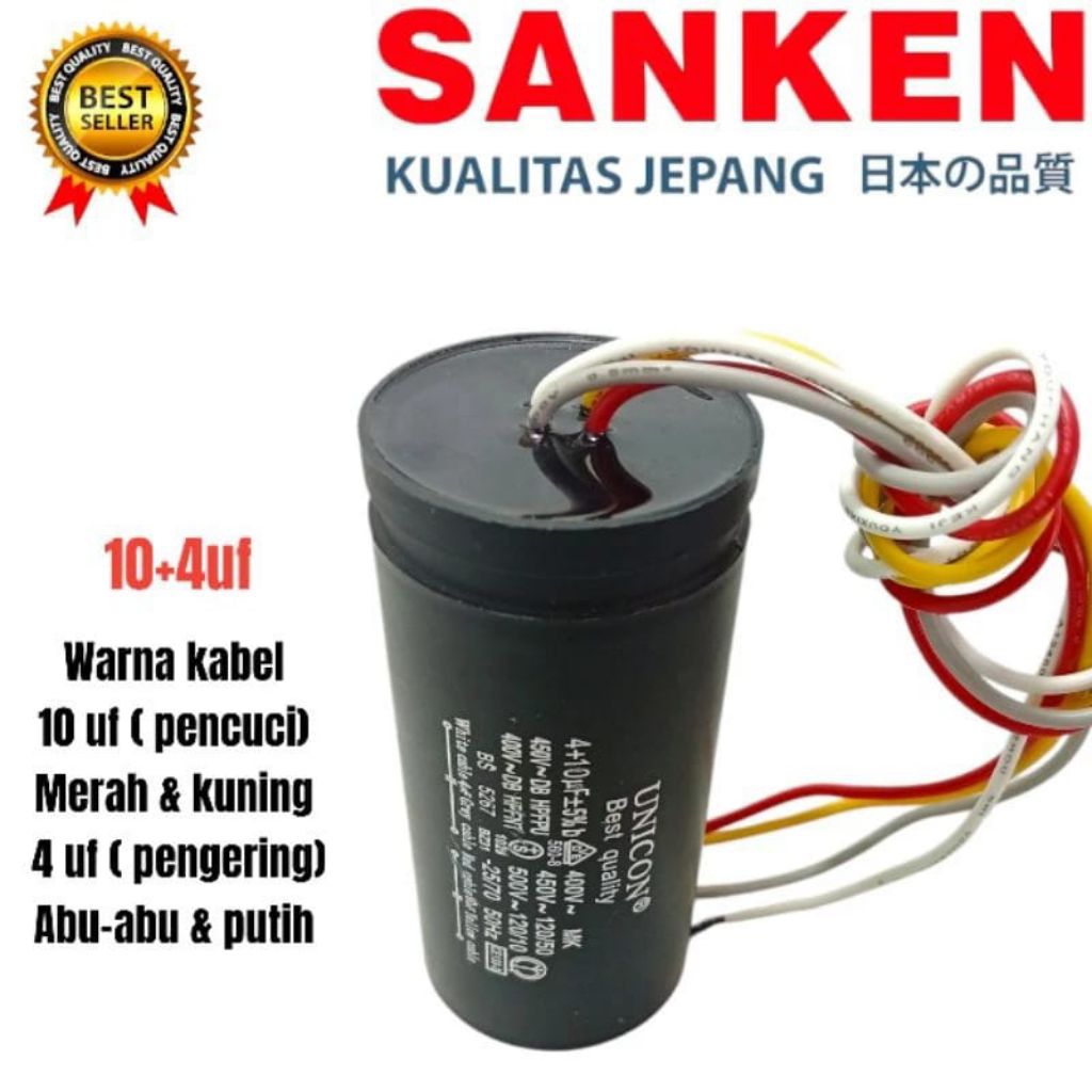 kapasitor capasitor mesin cuci 2 tabung Sanken 8+4uf