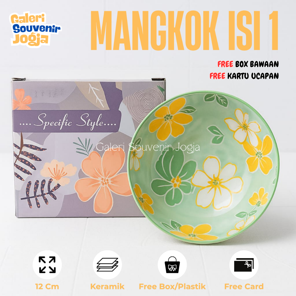 Mangkok Keramik Isi 1 | Mangkok FREE Box | Mangkok Keramik Motif Jepang | Souvenir Mangkok