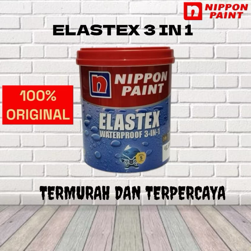 NIPPON ELASTEX 3 in 1 CAT ANTI BOCOR WATERPROOFING KEMASAN 1 KG WARNA PUTIH SEPERTI NODROP
