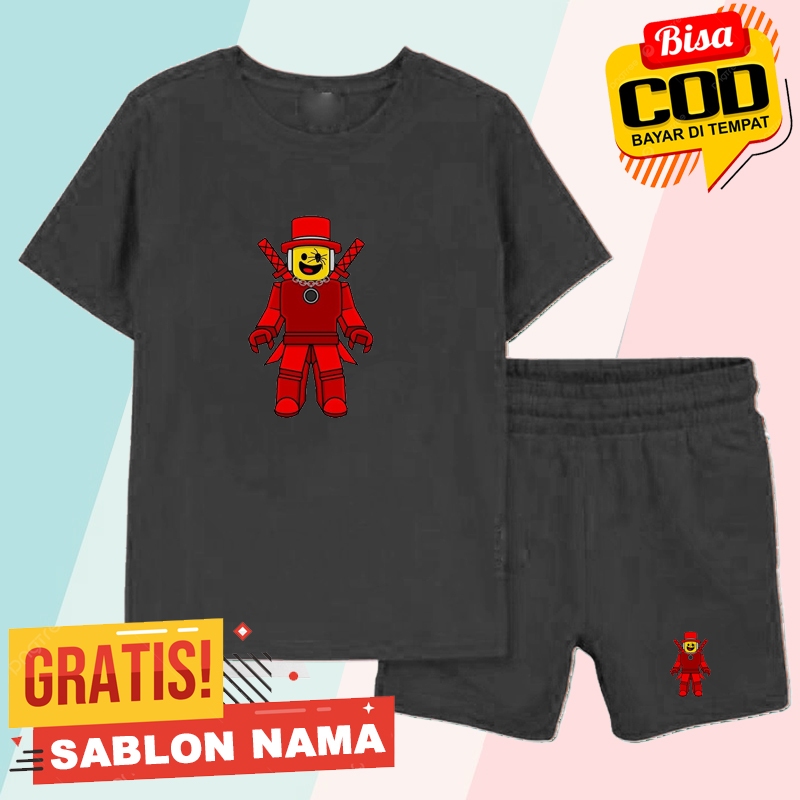 Setelan Koas Anak Sammy Roblox / Baju Setelan Celana Kaos Anak Laki Laki & Perempuan Custom Nama Sam