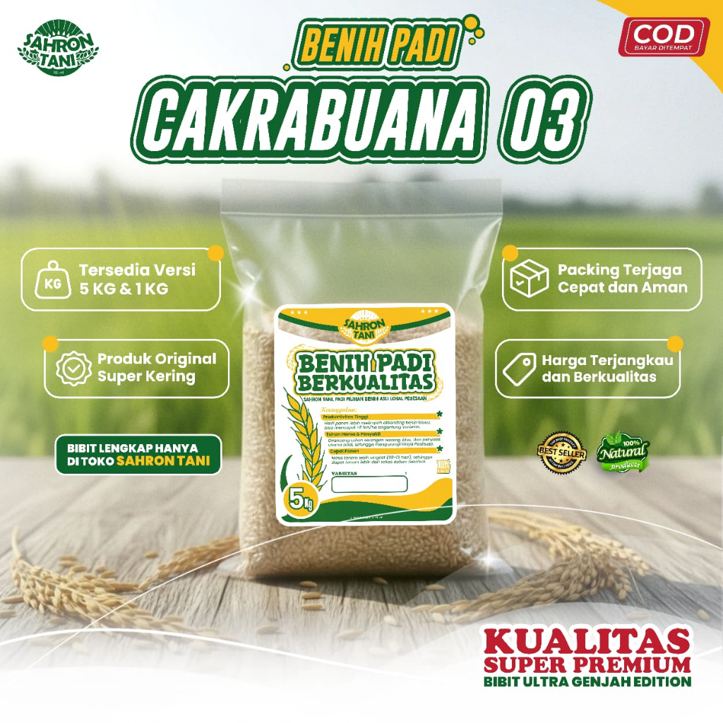 BENIH PADI CAKRABUANA 03 | 5KG | 1KG | BIBIT SUPER GENJAH PREMIUM | COD