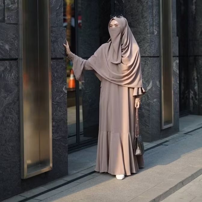 (Sisa Choco M) Zaskia Set Khimar Pashmina By Elnassya Azda Indonesia | Gamis Mewah Kondangan