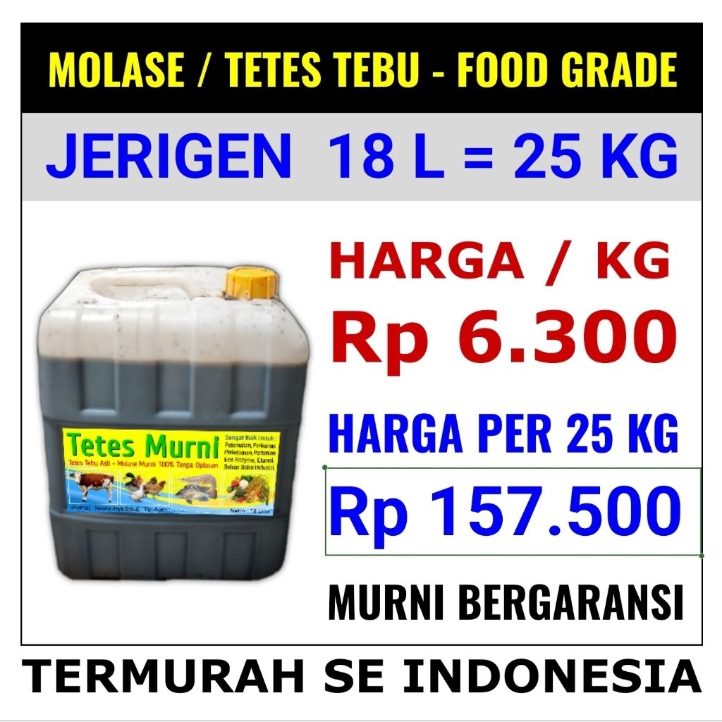 Harga Per 25 kg Molasses Food Grade | Tetes Tebu | Molases | Molase Asli Murni 100% Tanpa Oplosan - 