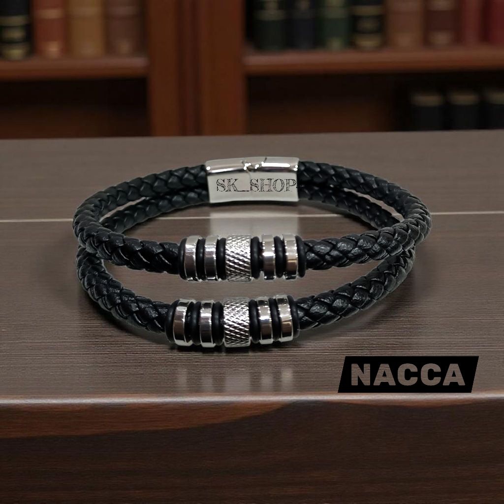 Gelang Kulit Pria Luxury | NACCA | Kulit + Titanium