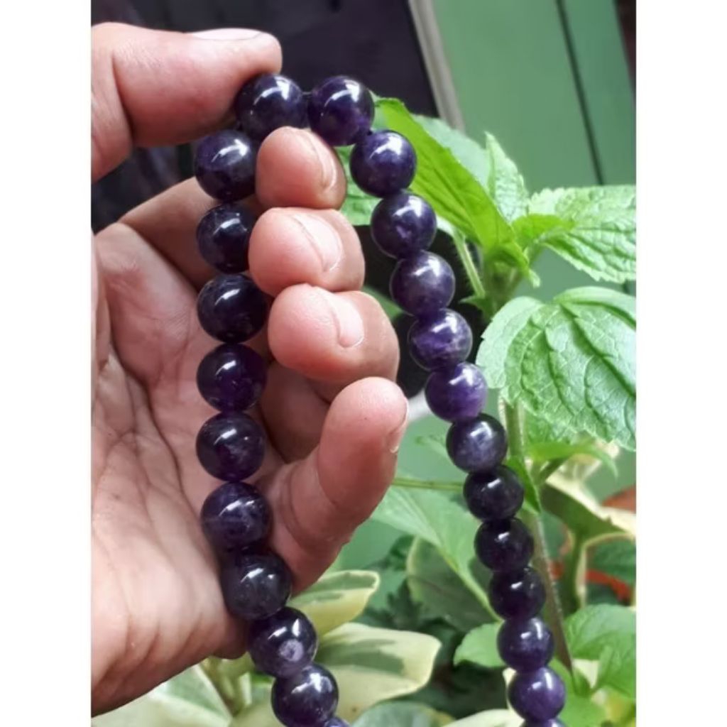 tasbih 33 batu alam natural original kecubung ungu butiran besar 12 mm