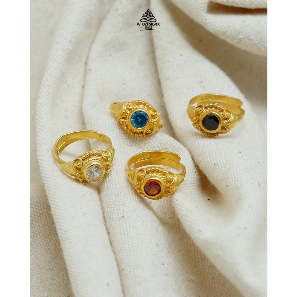 Cincin Bayi Ukir Perak 925 dan Lapis Emas 24K
