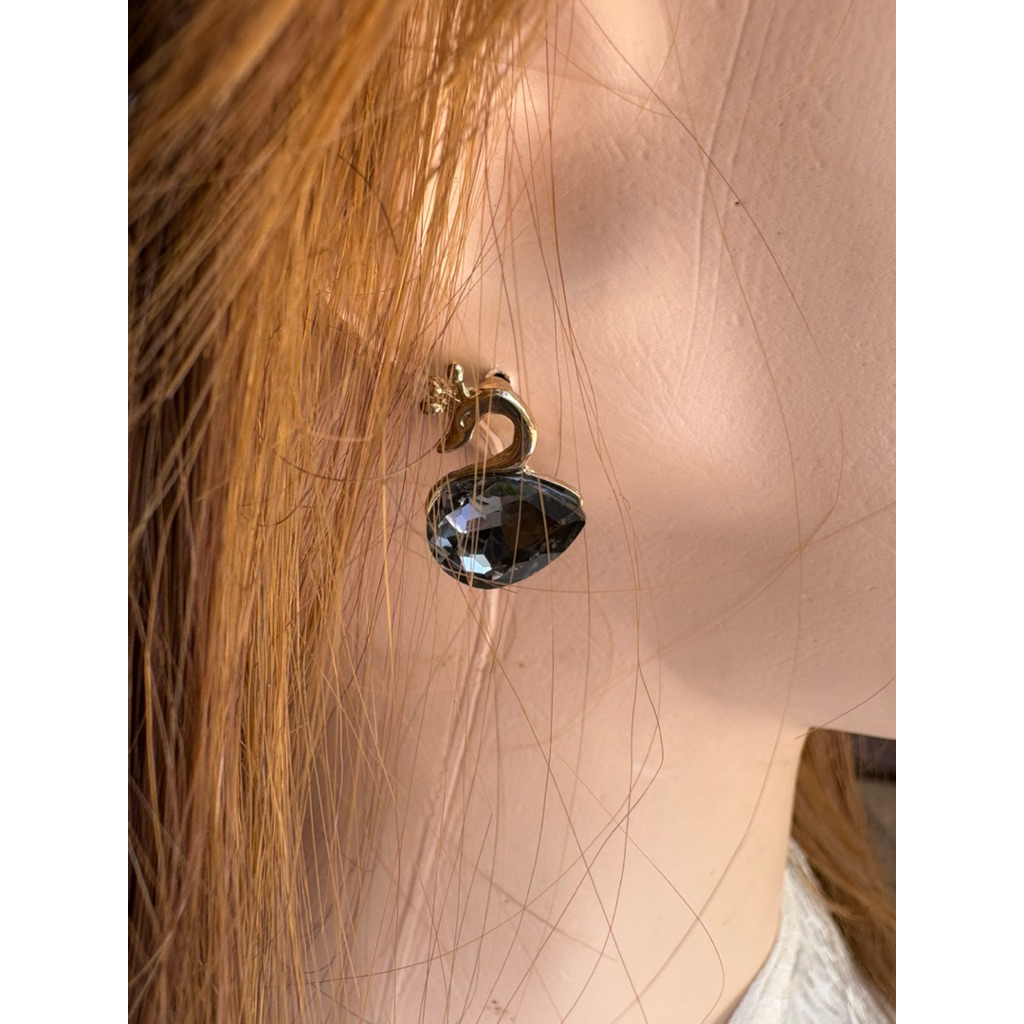 Anting f Angsa cantik dengan warna badan putih hitam dan silver