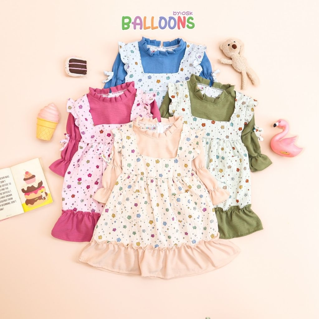 Gamis Anak Dress Anak Perempuan Gabina Gamis Lengan Panjang Motif Bunga