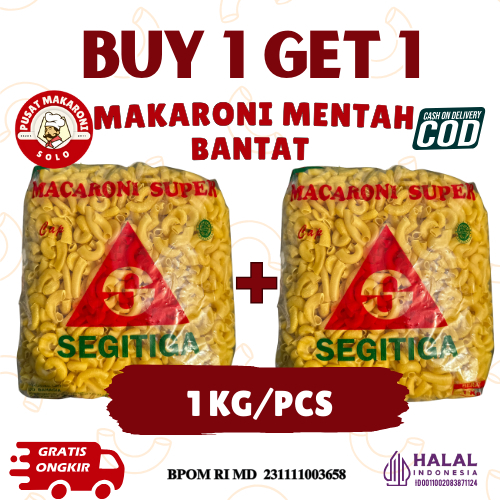 PAKET HEMAT MAKARONI BANTAT MENTAH CAP SEGITIGA 1KG AFF makaroni mentah goreng renyah snack seblak c