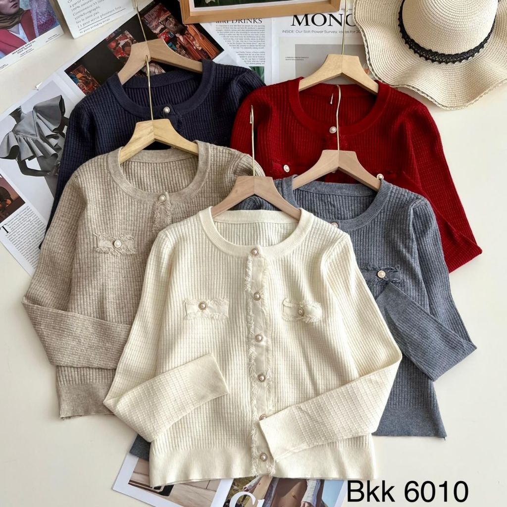 BKK  6010 / GROSIR ATASAN RAJUT IMPORT , PGMTA, ISI 5 PCS BY SUGAR