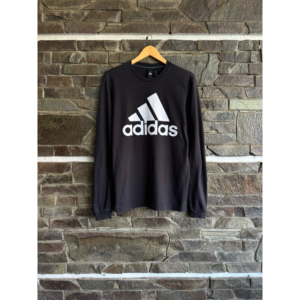 Adidas • "MH Bos LS" Big Logo Long Sleeve Tee / Kaos / Tshirt Size L fit M Preloved Second