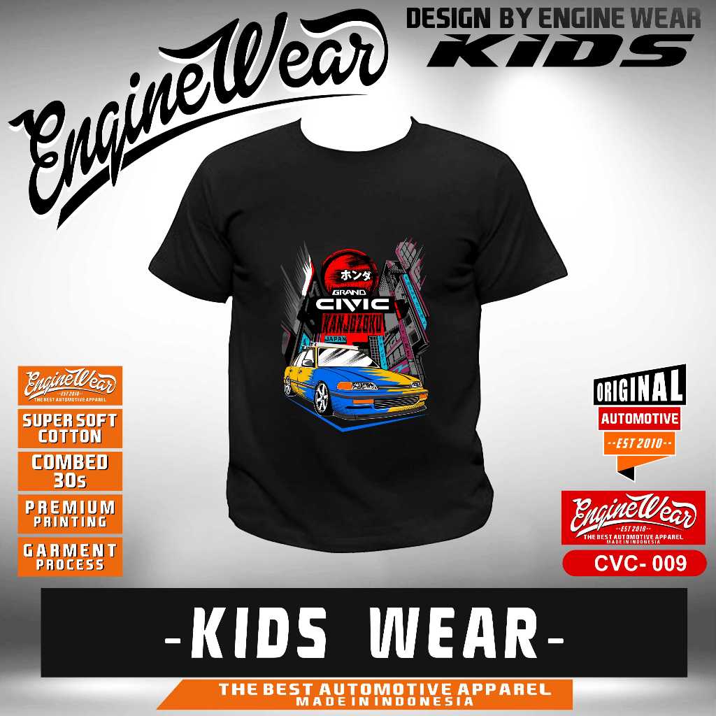 kaos anak honda civic LX anak baju tshirt mobil honda grand civic LX bk
